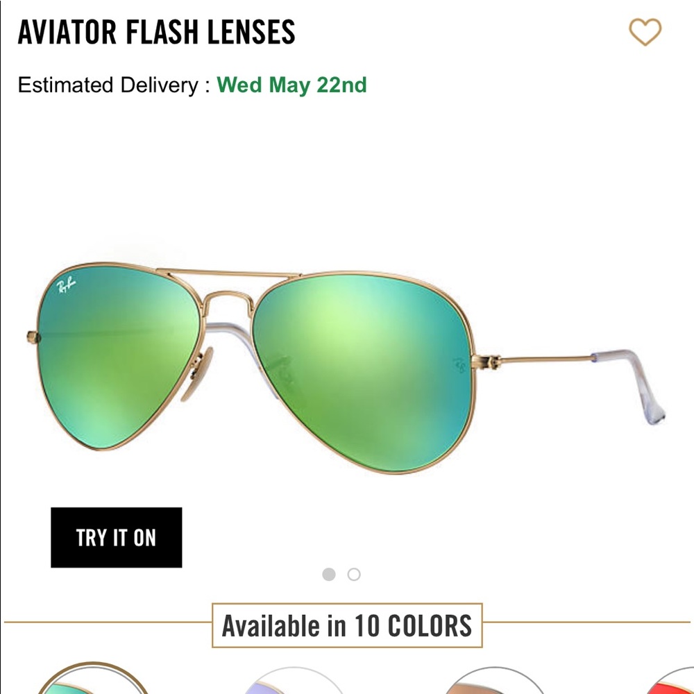 Ray Ban green AVIATOR FLASH LENSES